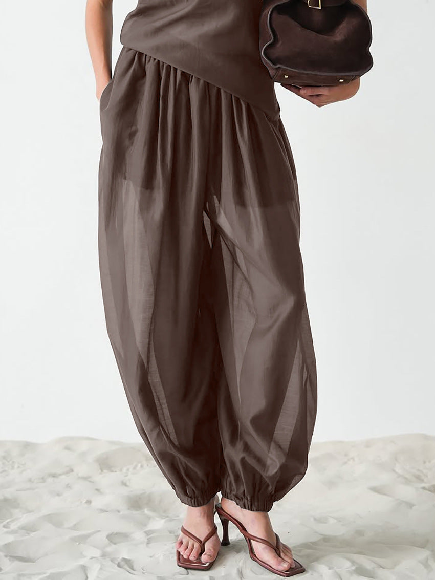 シアースリーブレストップルーズバルーンパンツセット