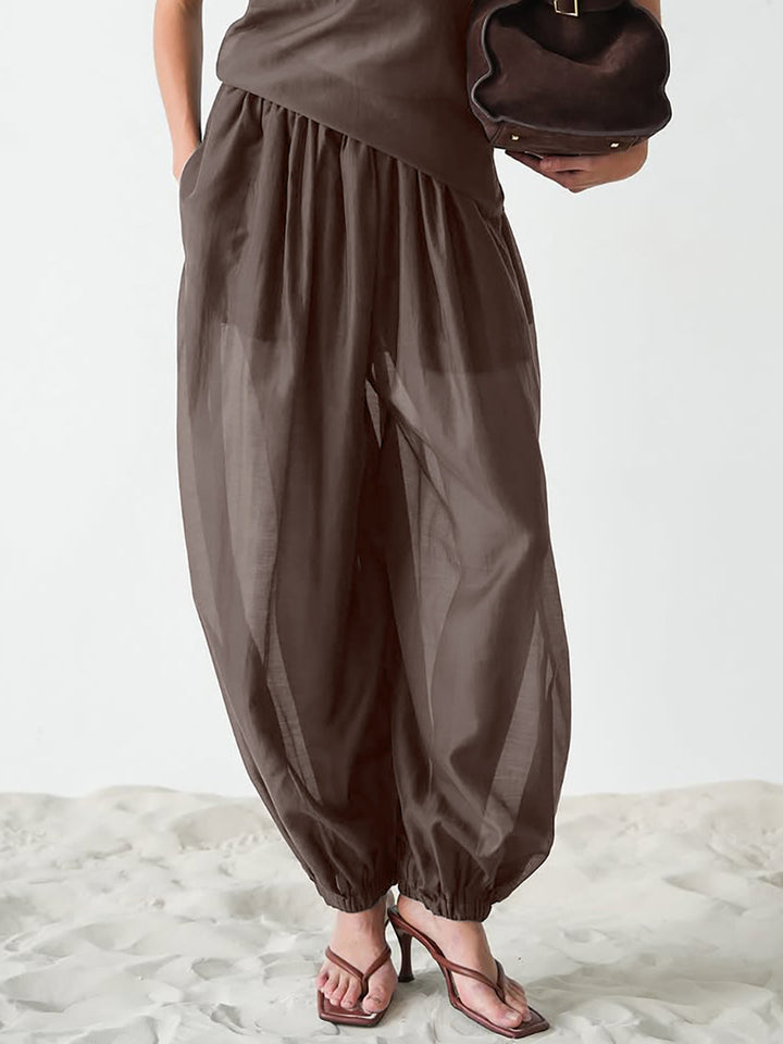 シアースリーブレストップルーズバルーンパンツセット