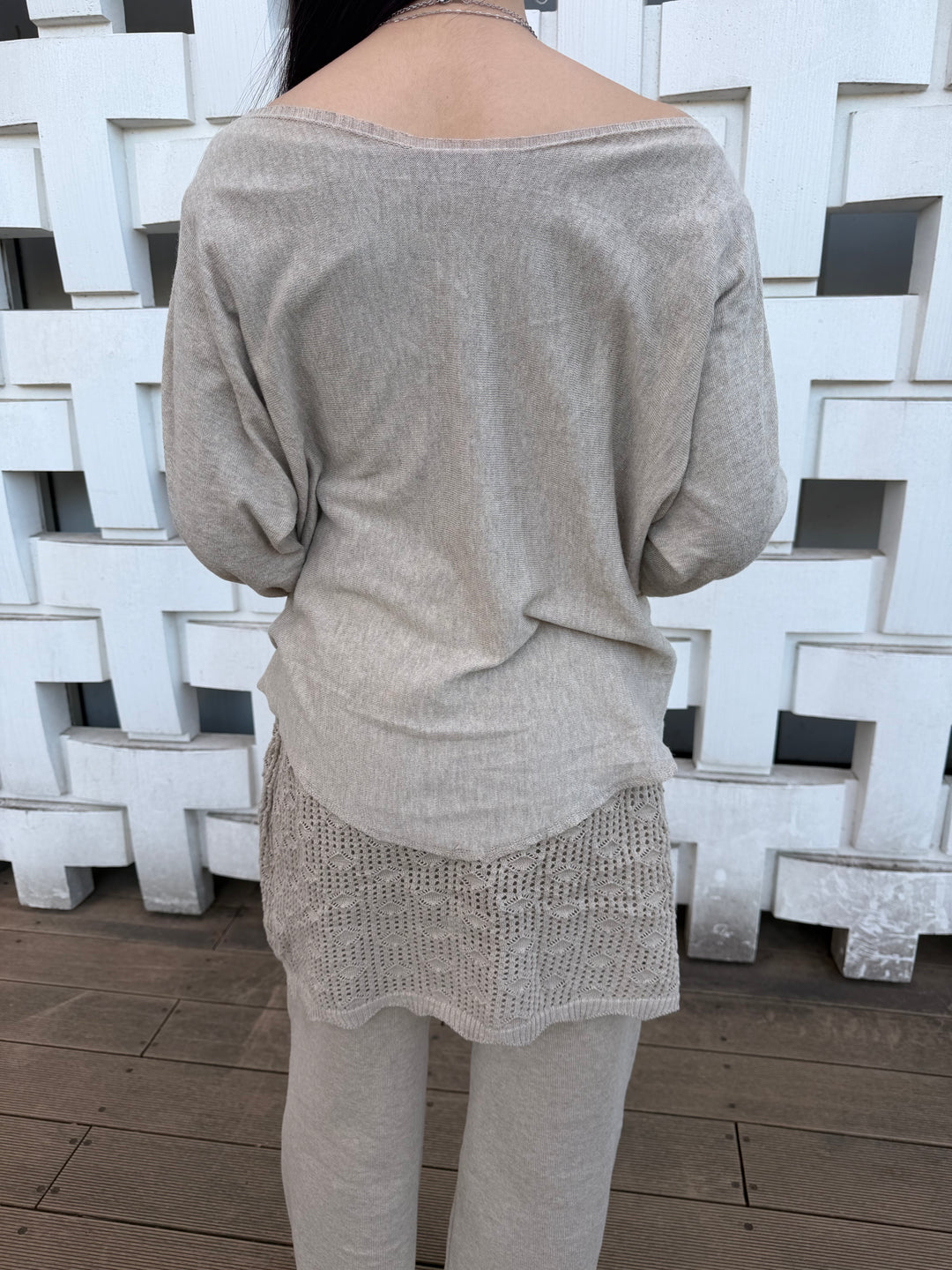 【アウトレット】(即納) ロングリブスリーブルーズニットトップス