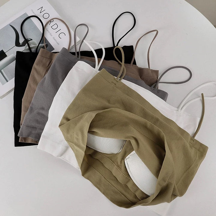 カップ付きアースカラークロップドキャミソール