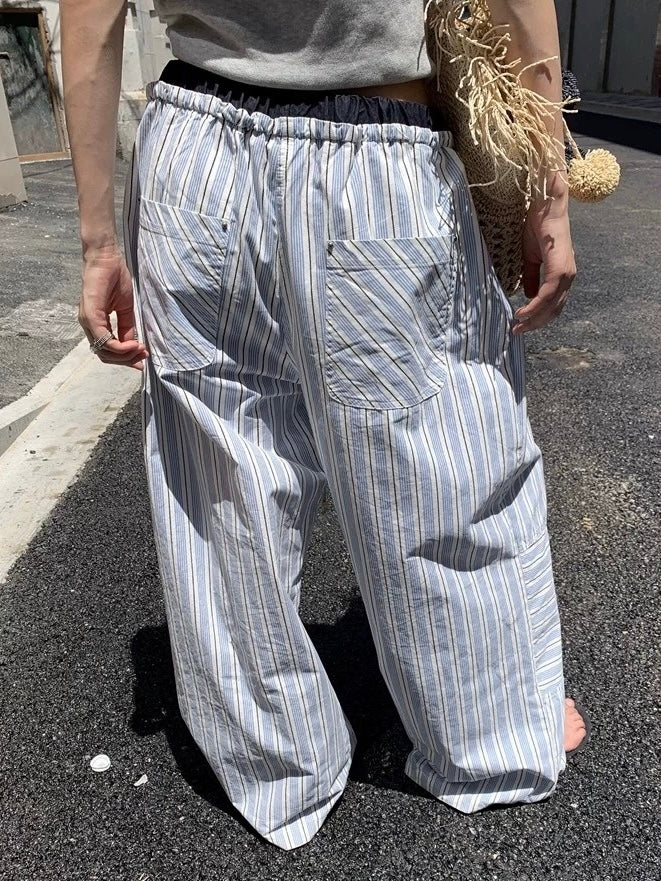 ダブルウエストストライプイージーパンツ