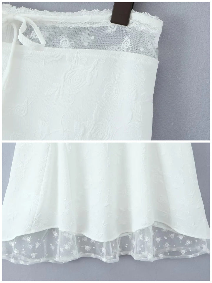 レイヤード風シアーレースミディスカート