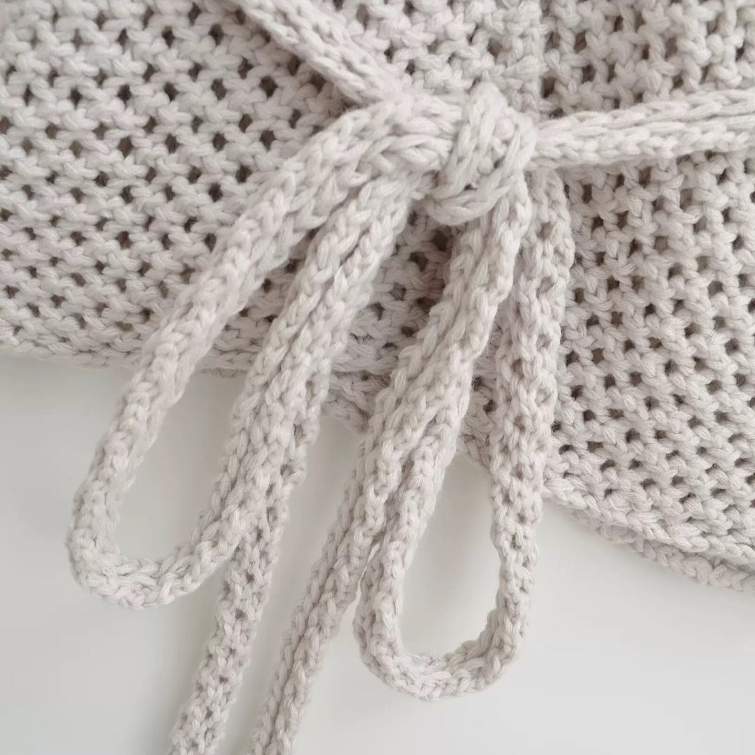 メッシュニットソリッドカラーラップカーディガン