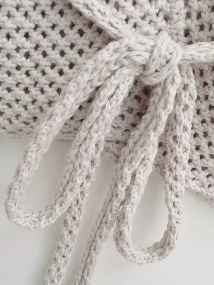 メッシュニットソリッドカラーラップカーディガン