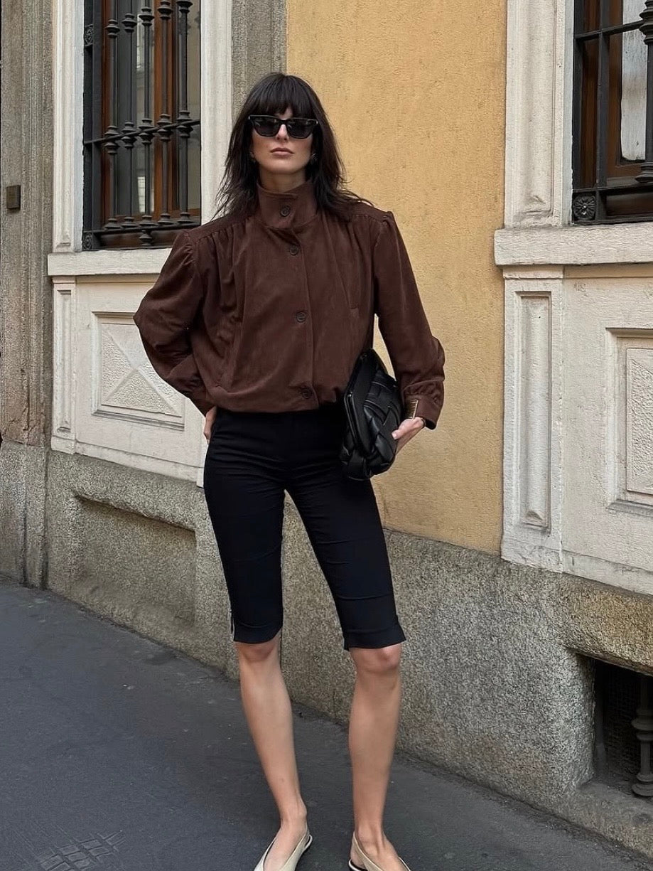 パフスリーブスウェードライクジャケット