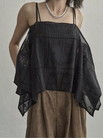 【 Select 】刺繍シアーパッチワークバタフライラインキャミソール