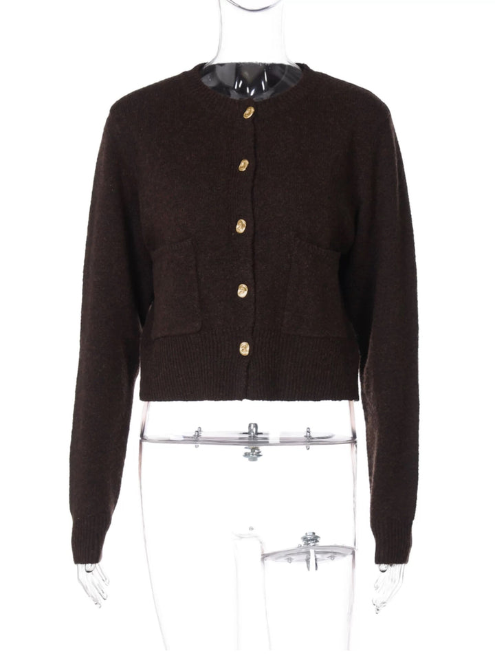 ウール混ニュアンスボタンニットカーディガン