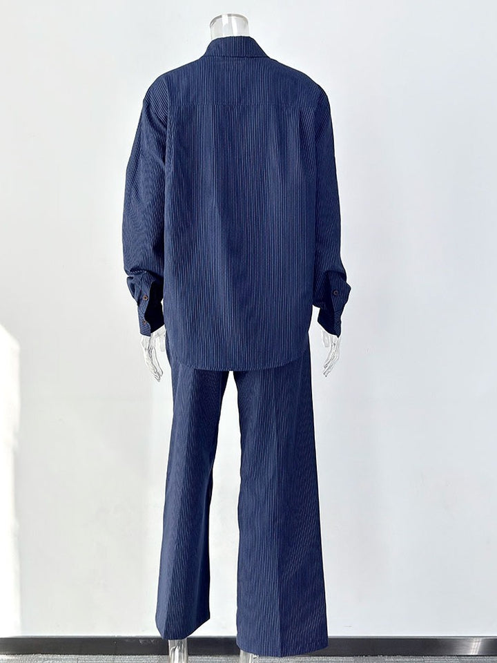 ピンストライプシャツパンツセットアップ