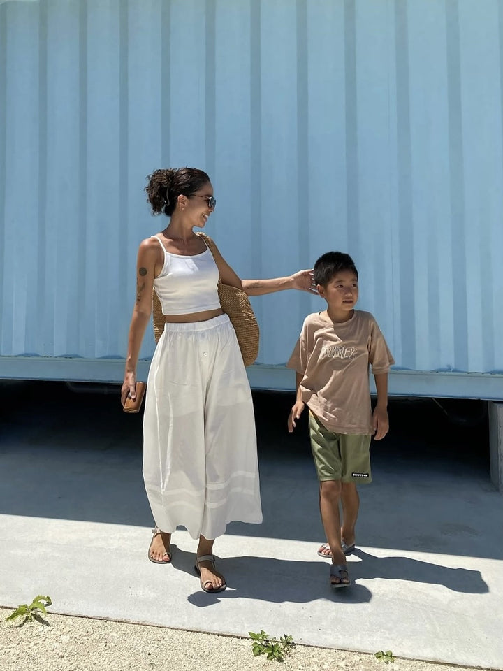 リラックスコットンフレアガウチョパンツ