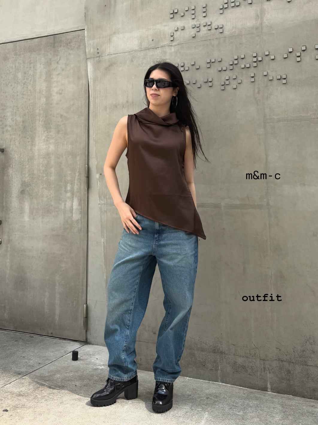 ※もうアウトレットにしましょう！ (サイズ表訂正お願いします)【アウトレット】(即納) ドレープネックアシンメトリースリーブレストップス