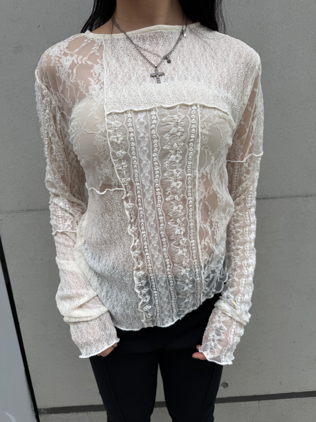 【 Select 】レース パッチワークプルオーバー