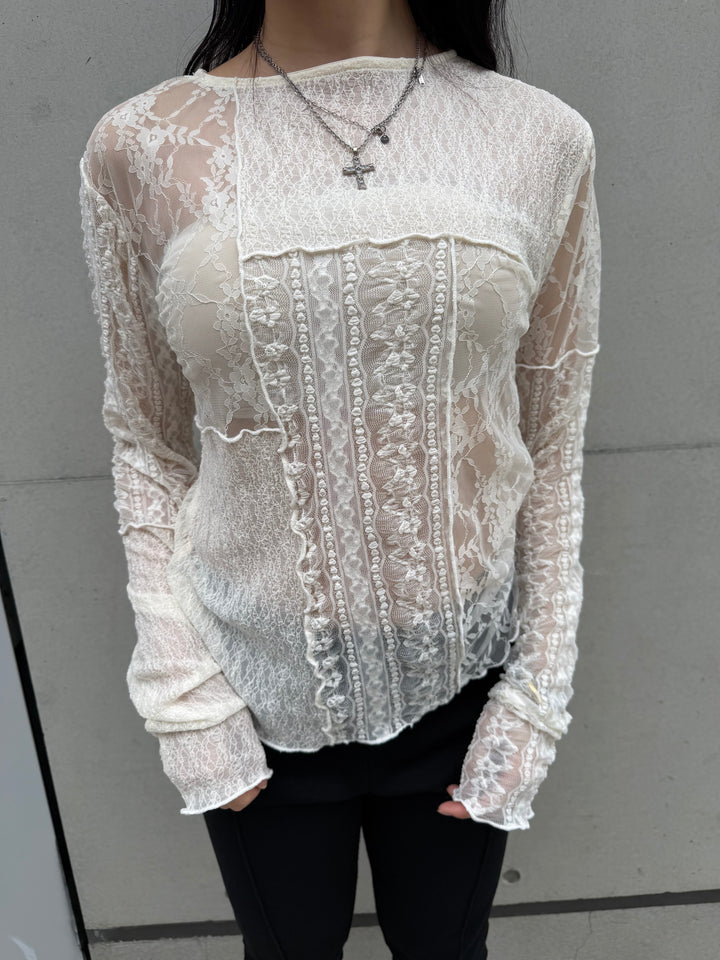 【 Select 】レース パッチワークプルオーバー