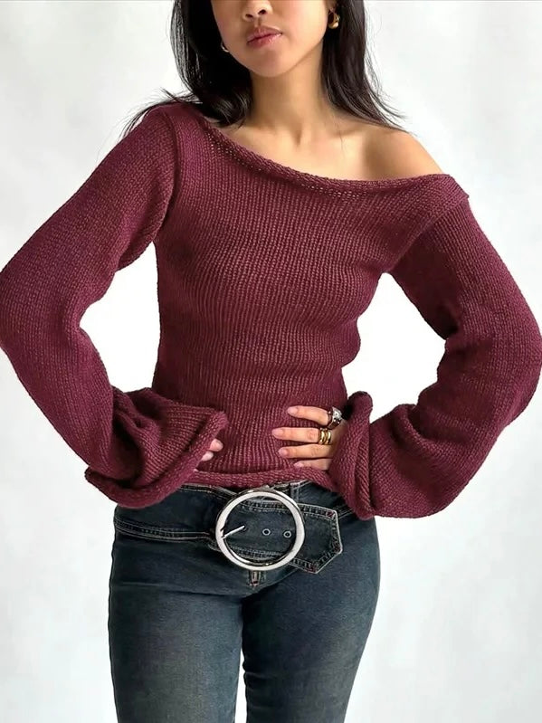 ベルスリーブオフショルニット