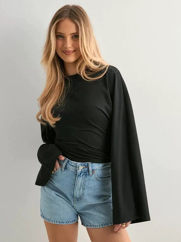 ワイドスリーブカットソートップス