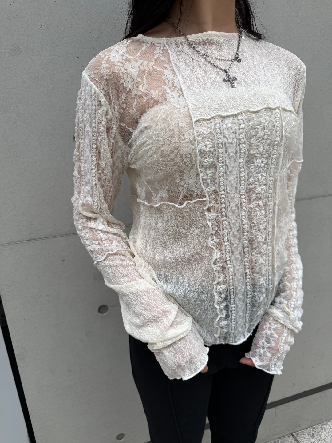 【 Select 】レース パッチワークプルオーバー