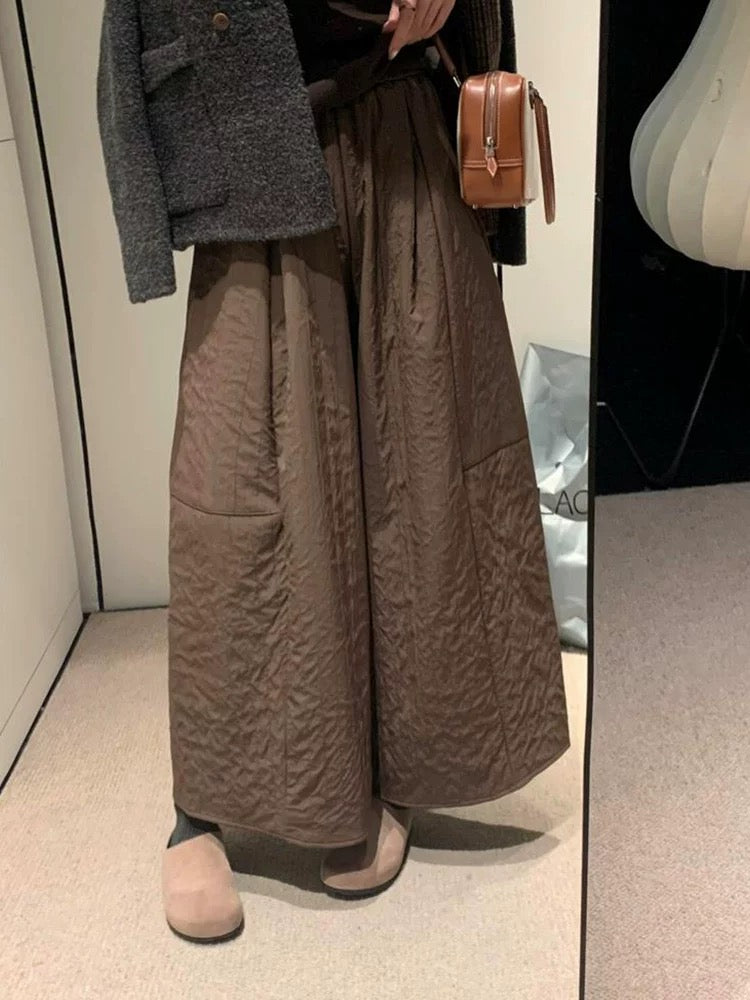 裏起毛キルティング風ワイドパンツ