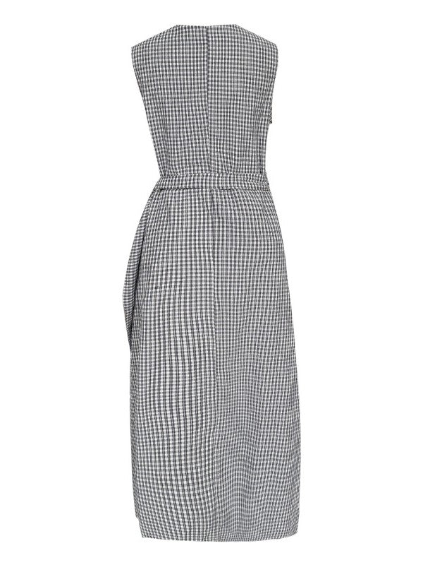 チェック柄カシュクールデザインワンピース