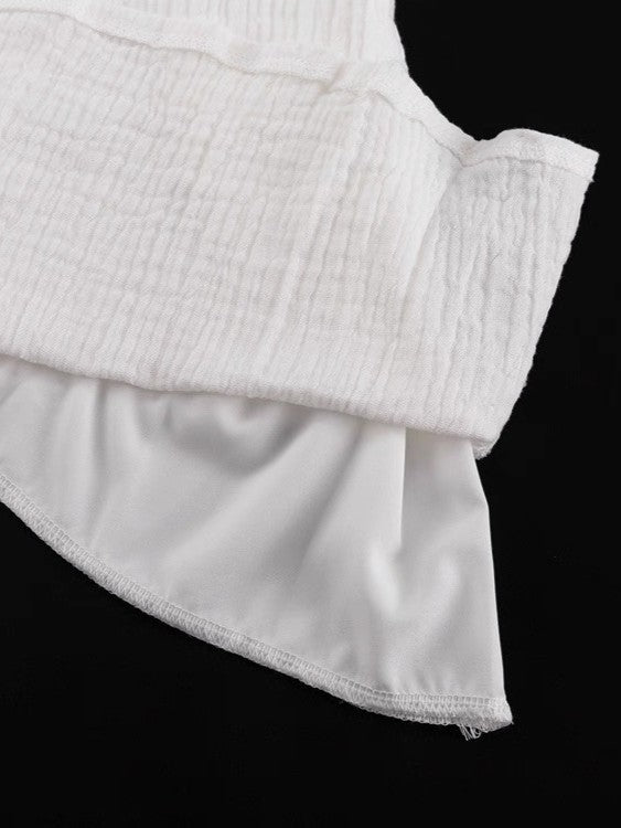 コットンモスリンロープベルト付きミニワンピース