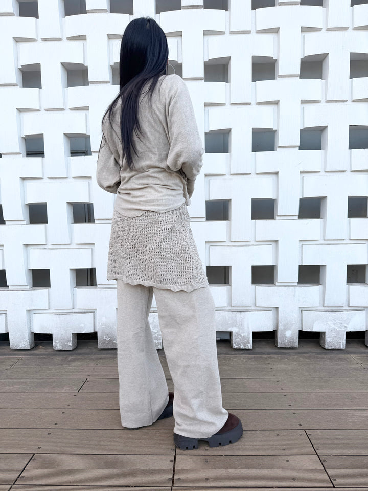 【アウトレット】(即納) レイヤードスカートドッキングニットパンツ