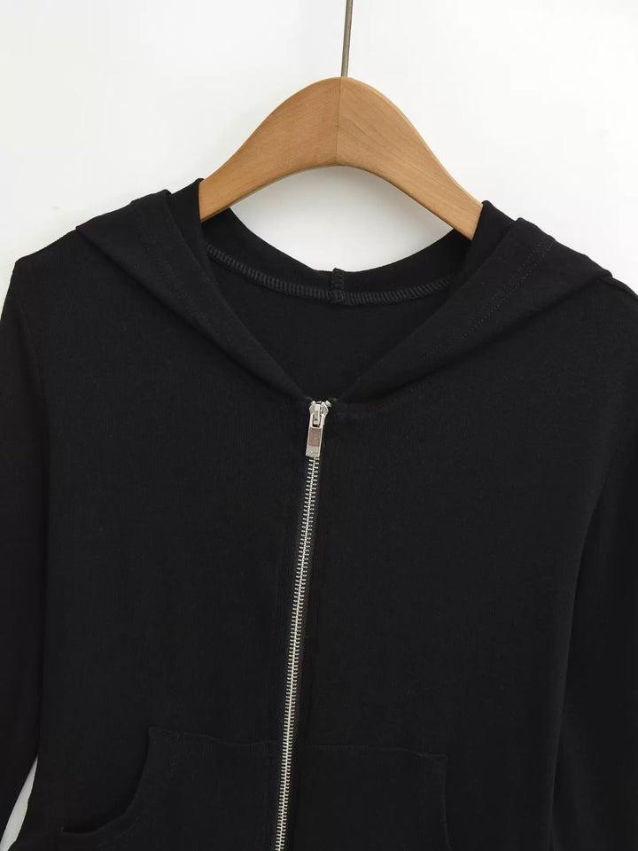 ベーシックソリッドカラージップアップパーカー