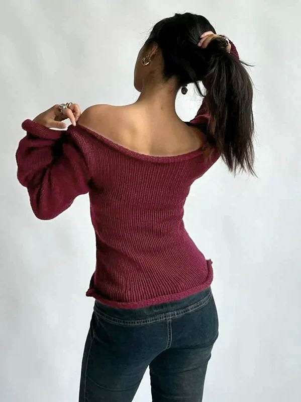 ベルスリーブオフショルニット