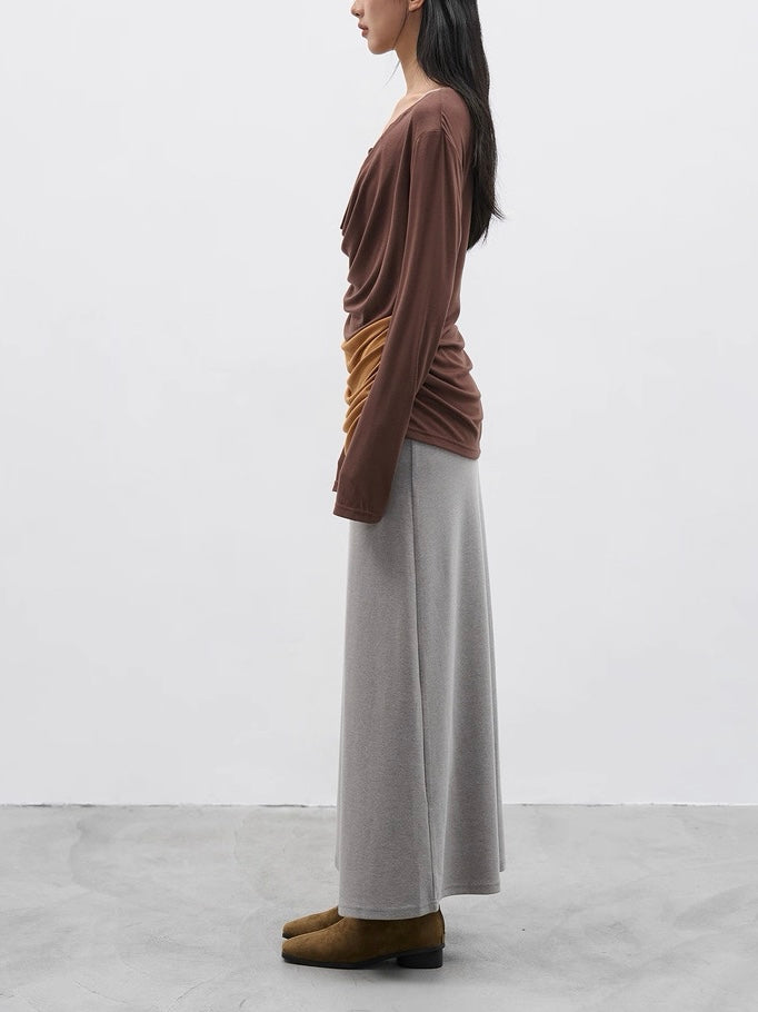 レイヤードビーズドレープカットソー