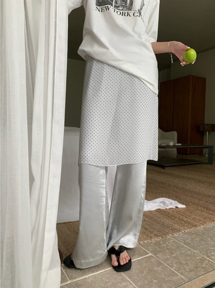 ドット柄シフォンレイヤースカート