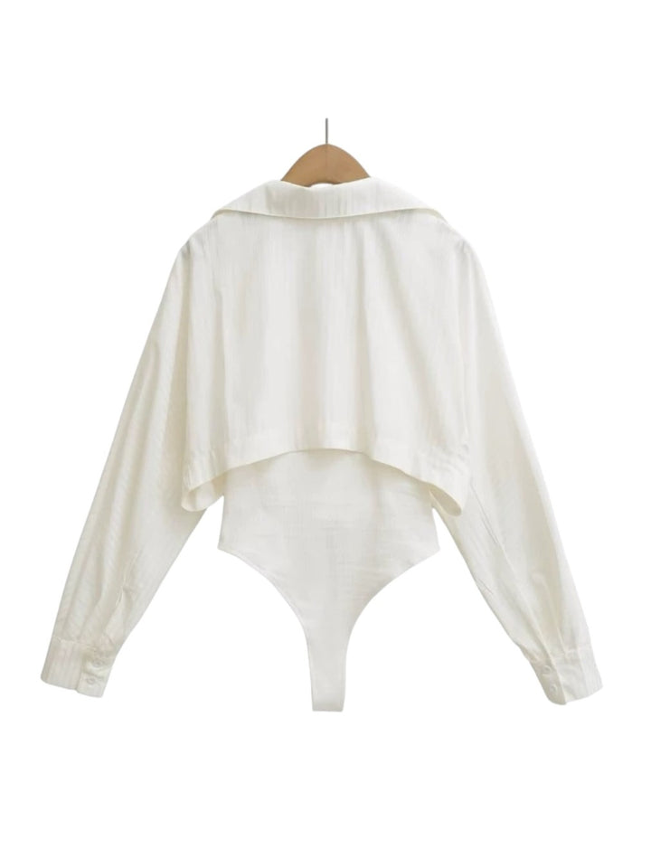 レイヤー風シャツボディースーツ