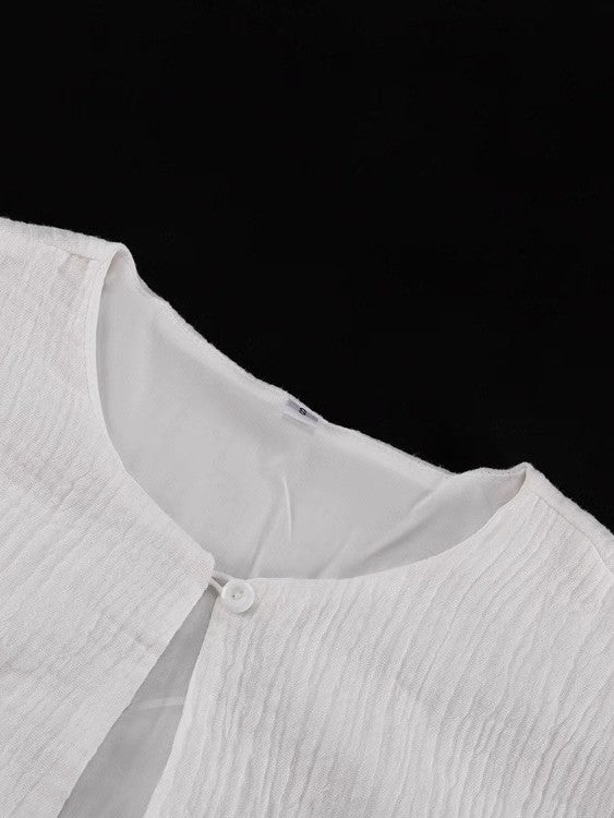 コットンモスリンロープベルト付きミニワンピース