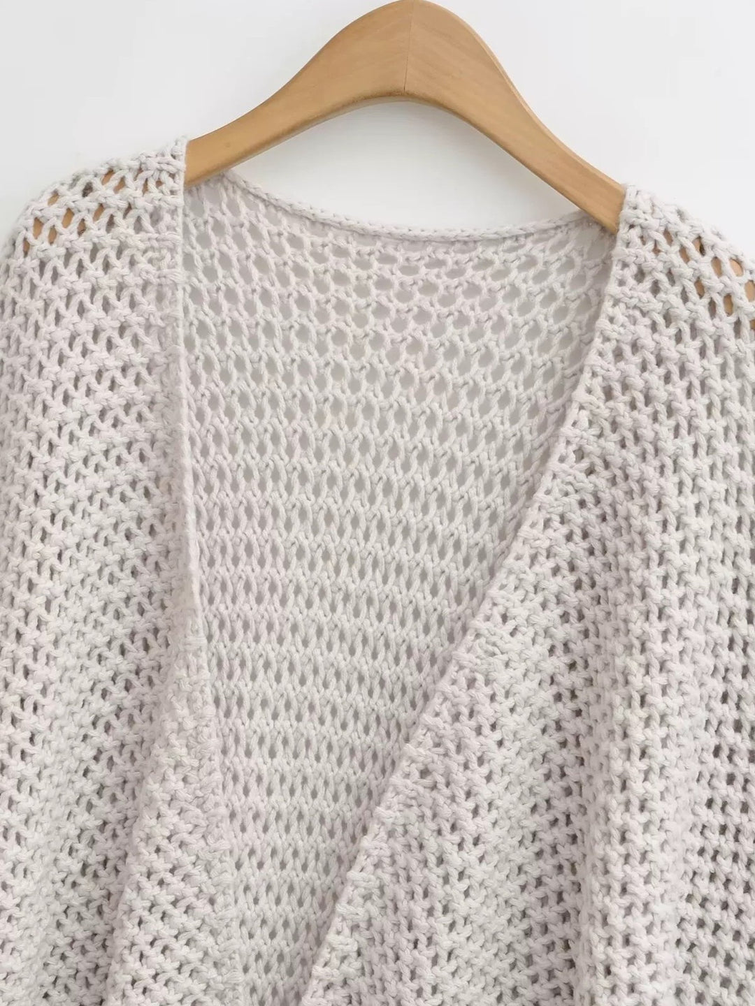 メッシュニットソリッドカラーラップカーディガン