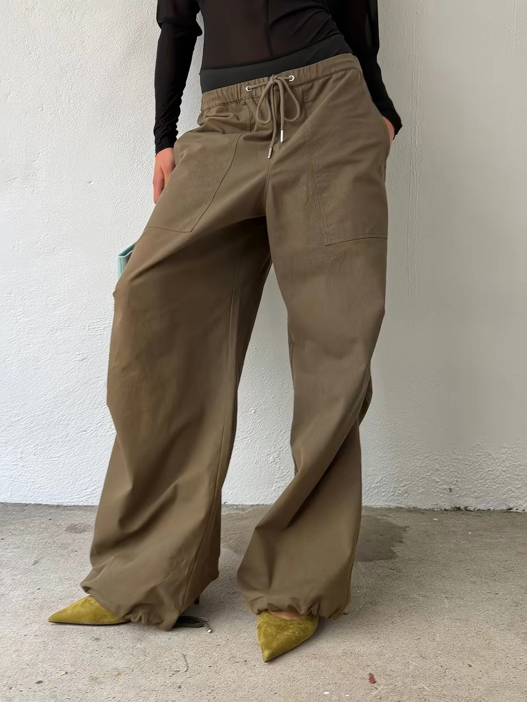 ドローストリングワイドチノパンツ