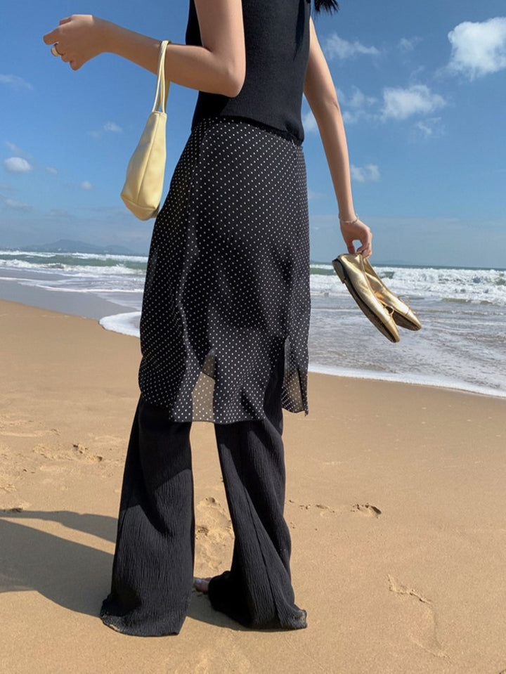 ドット柄シフォンレイヤースカート