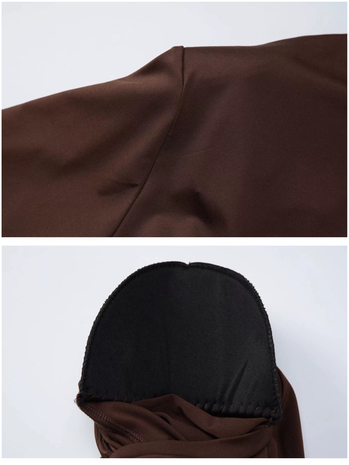 肩パッドインギャザーミニワンピース