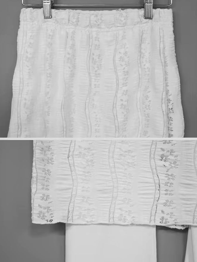 レーススカート付きフレアパンツ