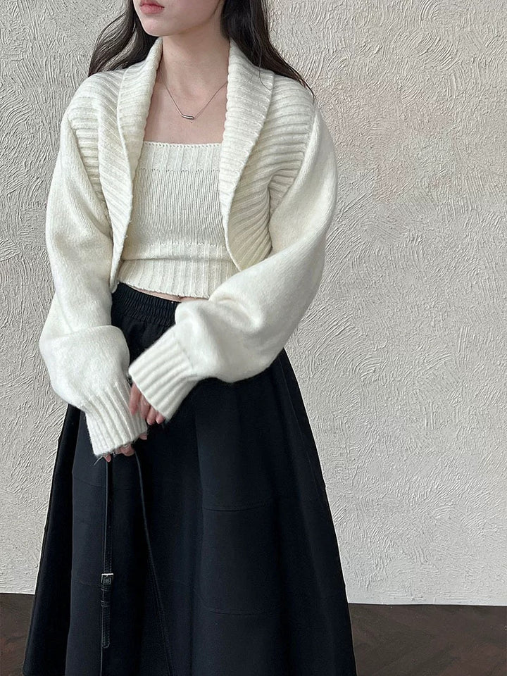 ウール混ニットボレロアンサンブル