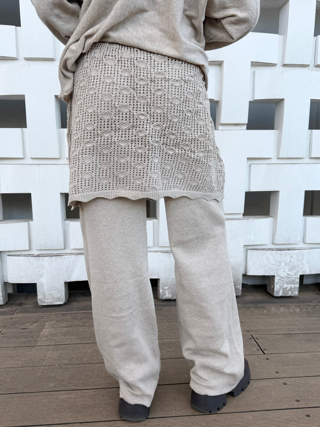 【アウトレット】(即納) レイヤードスカートドッキングニットパンツ