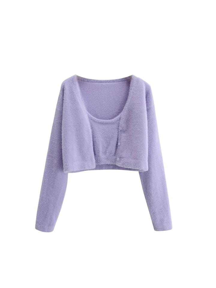 シャギーニットカーディガンアンサンブル