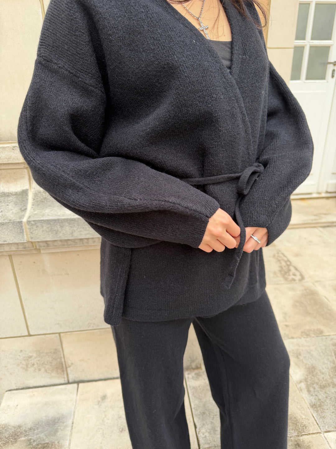 【アウトレット】(即納) ニットラップカーディガンパンツセット