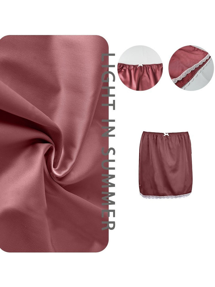 サテンレースミニスカート