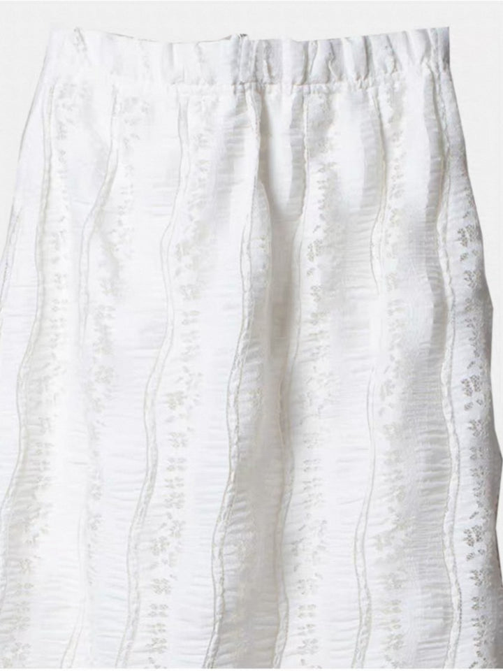 レーススカート付きフレアパンツ