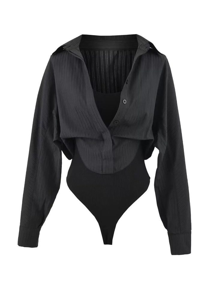 レイヤー風シャツボディースーツ