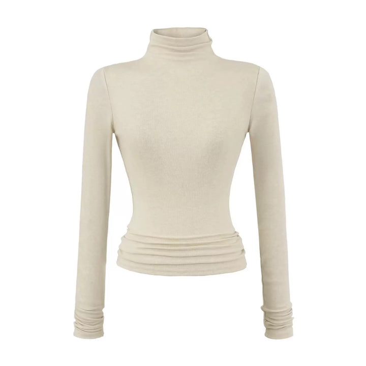 ベーシックソリッドカラータートルネックトップス