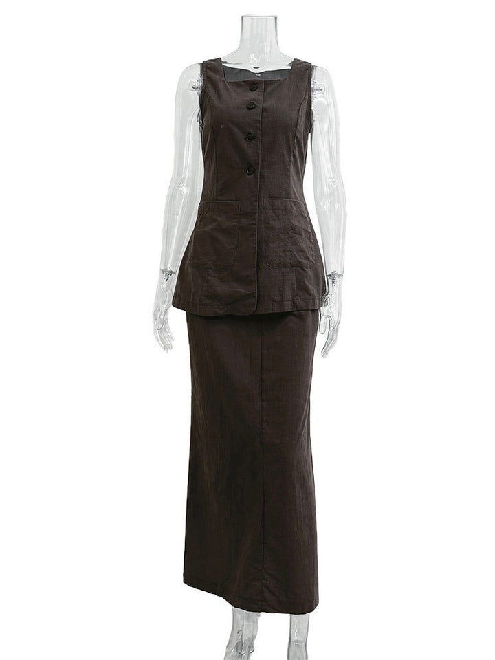 ロングシェイプベストスカートセット