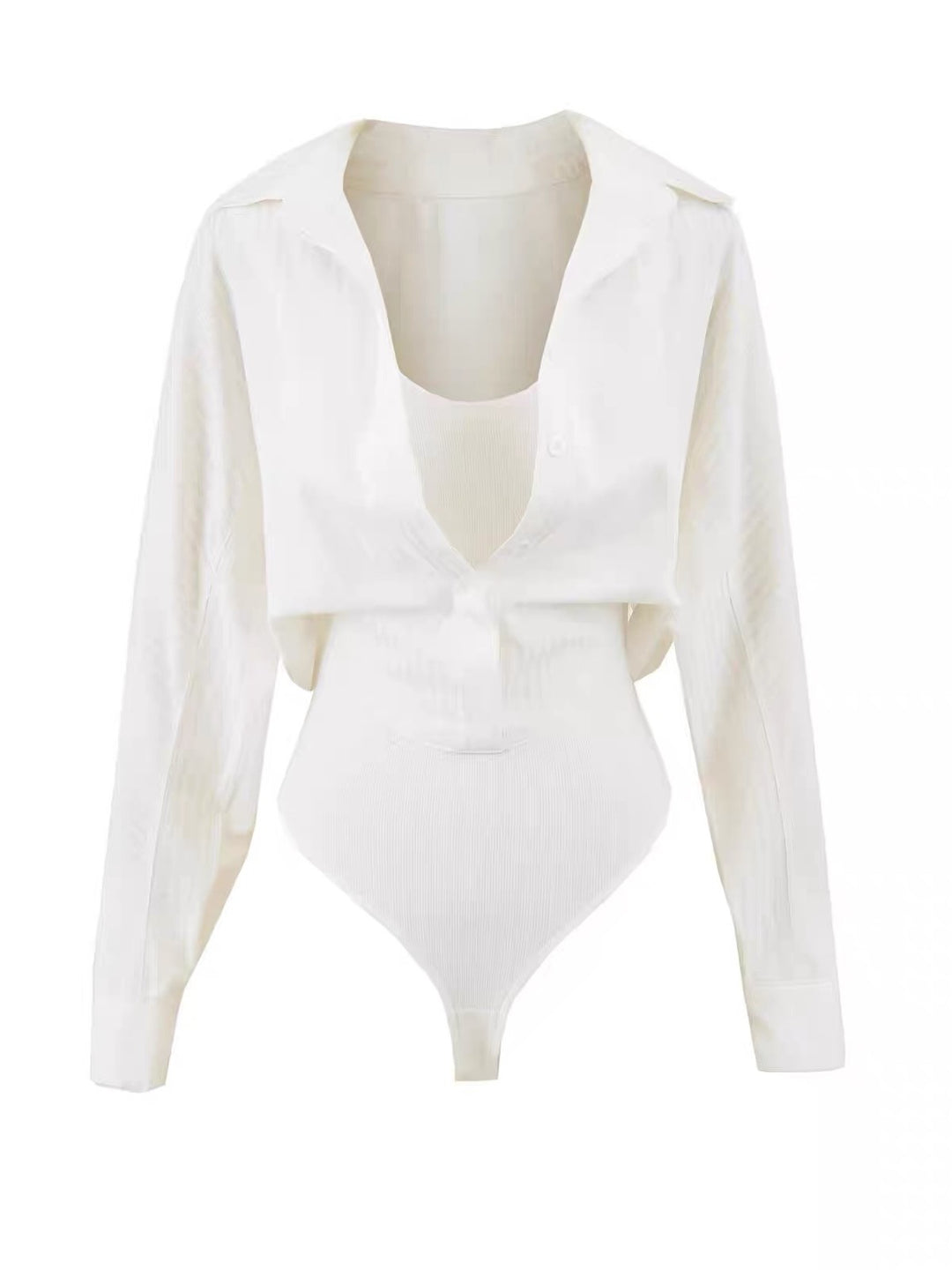 レイヤー風シャツボディースーツ