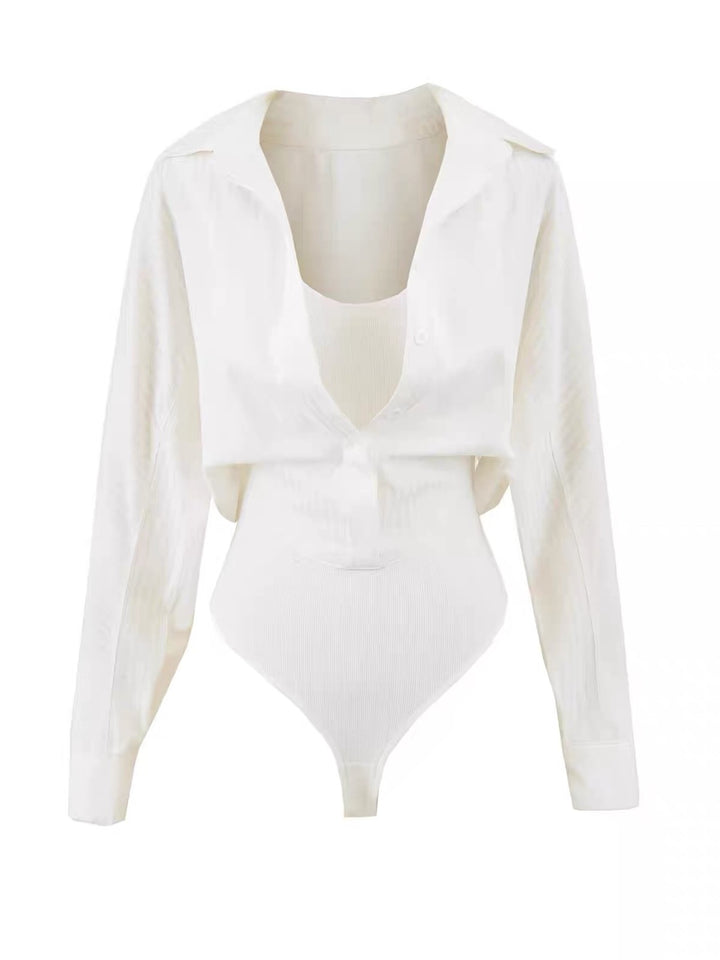 レイヤー風シャツボディースーツ