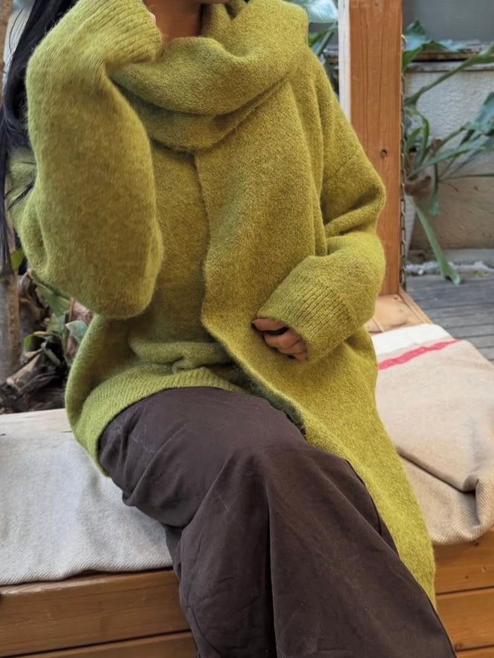 【アウトレット】(即納) マフラー付きVネックセーター