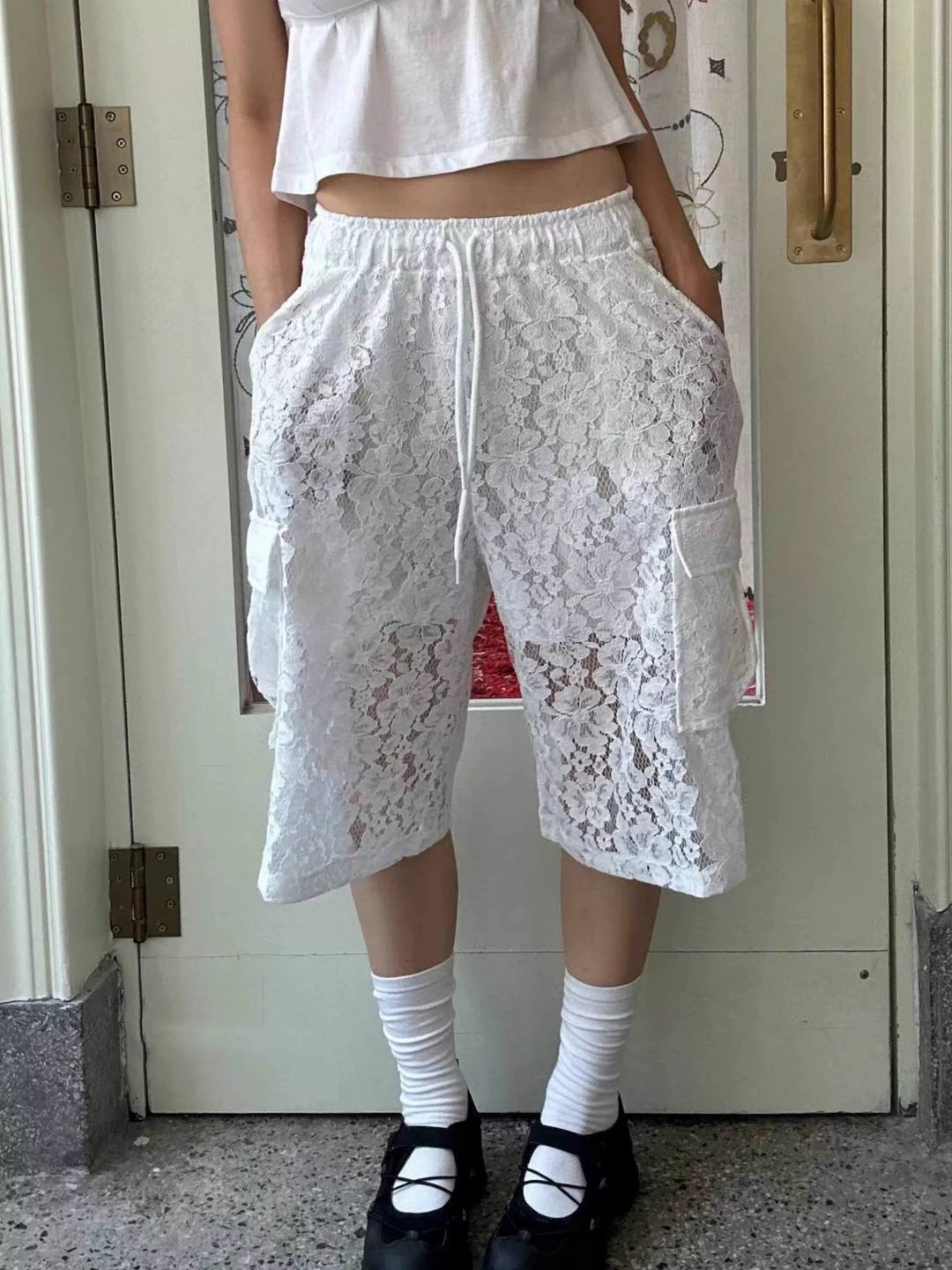 シアーレースカーゴバミューダパンツ