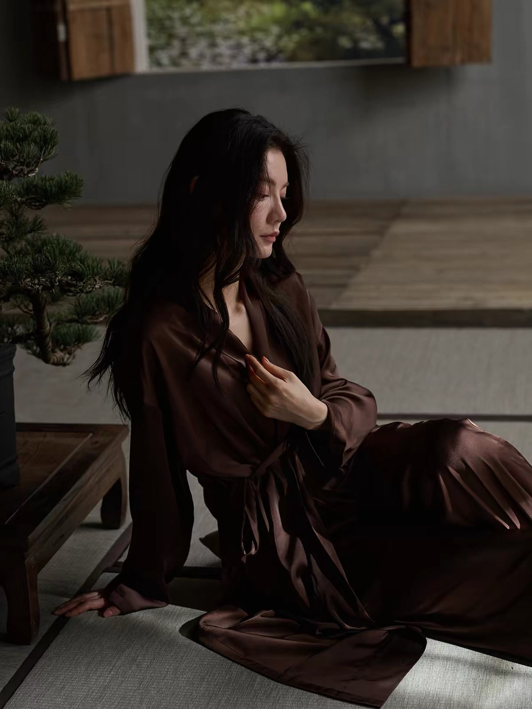 【wabi sabi】サテンクラシックローブセットアップ