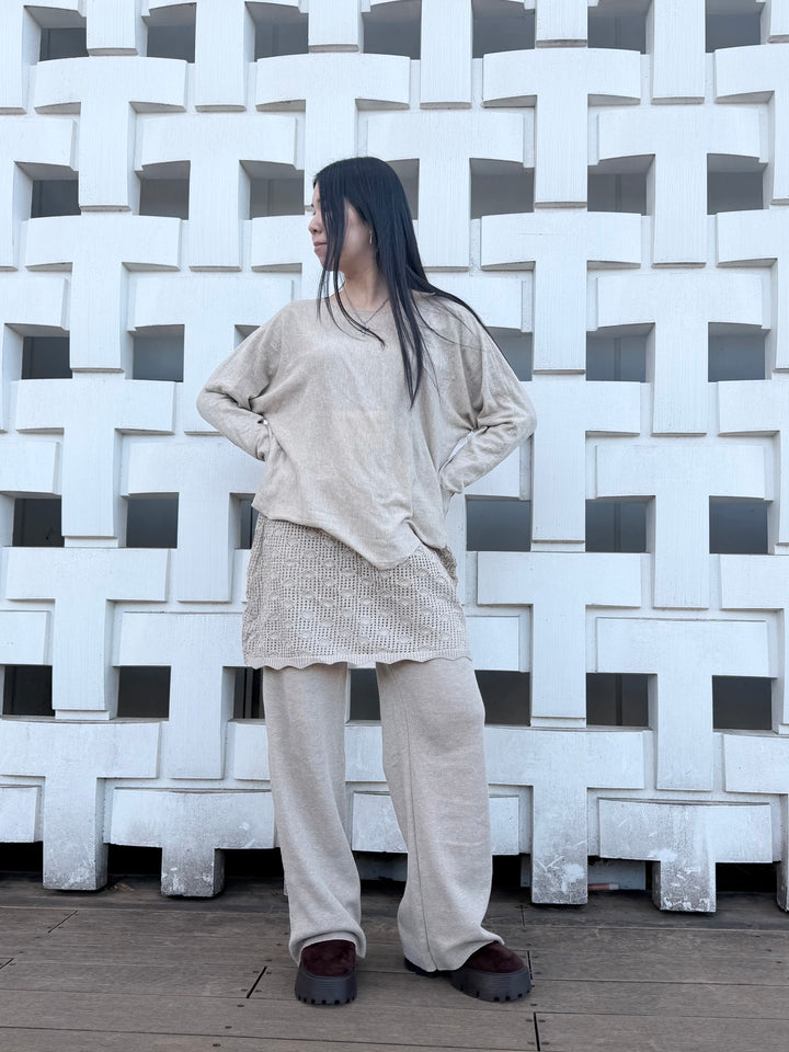 【アウトレット】(即納) レイヤードスカートドッキングニットパンツ