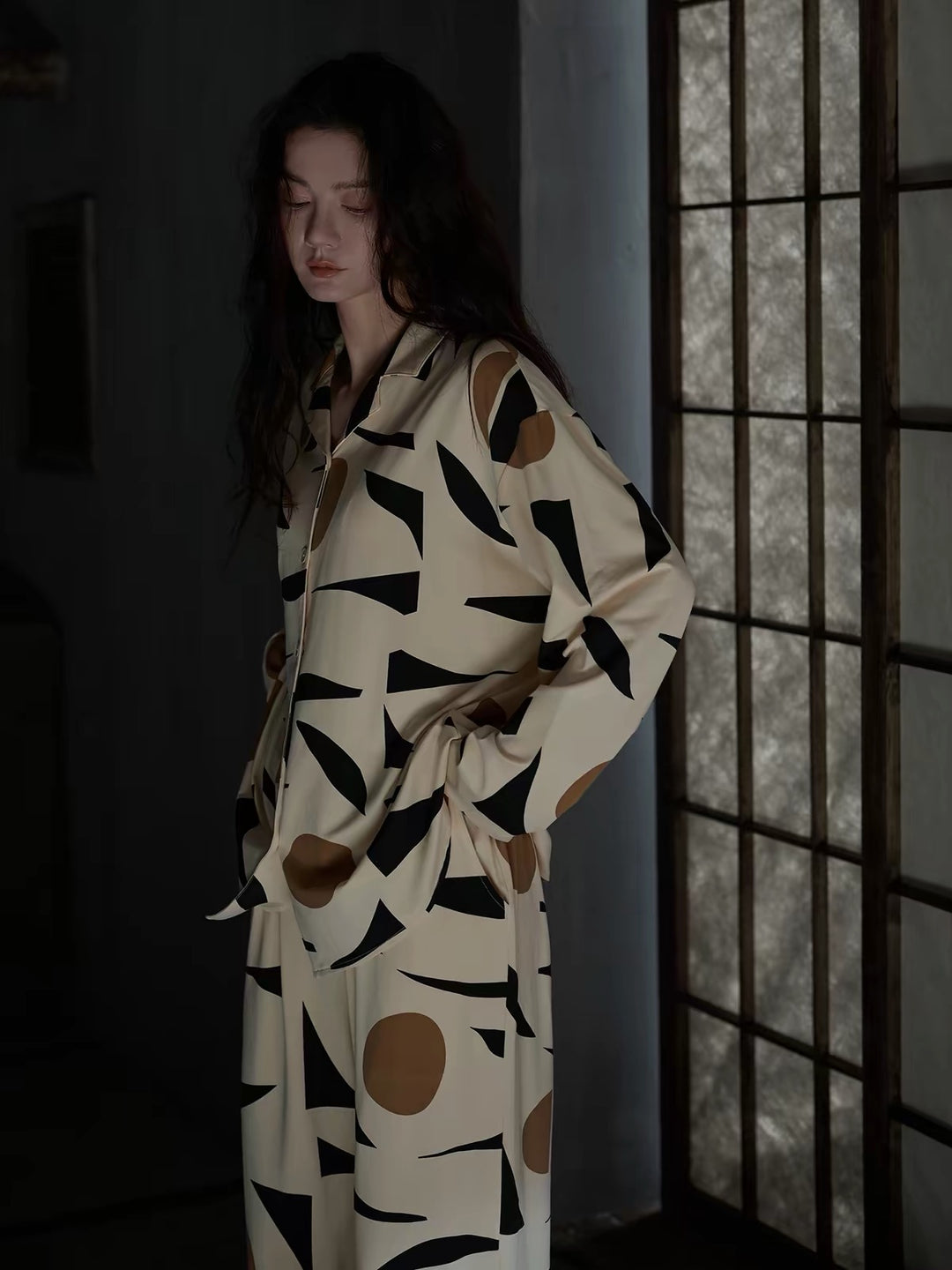 【wabi sabi】アブストラクトプリントリラックスセットアップ